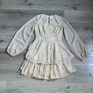 Elegant Cream Polka Dot Maxi Dress